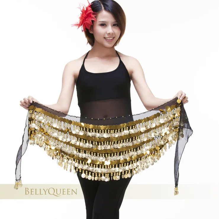 xuyang Coin Belt For Belly Dance Professional Belly Dance Hip Scarf Women Dancing Costume Accessories Color : Yellow